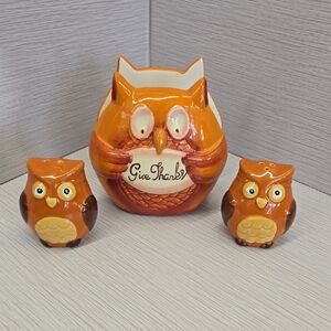 Orange Owl Ceramic Set